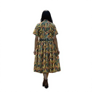 Robe longue imprimée en lin, style dernière mode, avec motif personnalisable et logo éco-responsable - Product Image 3