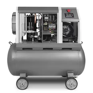 Mesin kompresor udara dua dalam satu 5.5Kw sekrup tetap frekuensi seluler abu-abu kualitas tinggi dengan pengering
