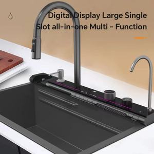 2025 <span class=keywords><strong>Tiktok</strong></span> nouvelle conception 30 pouces cascade robinet noir bionique nid d'abeille 304 acier inoxydable grand évier de cuisine à bol unique - Product Image 4
