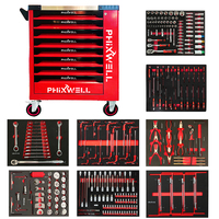 Chariot d'atelier en métal avec 8 tiroirs, coffre à outils, plateau en acier inoxydable et kit d'outils DIY