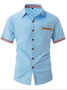 Nuova <span class=keywords><strong>Camicia</strong></span> Estiva da <span class=keywords><strong>Uomo</strong></span> a <span class=keywords><strong>Quadri</strong></span>, Manica Corta, Vestibilità Slim, Casual - Product Image 2