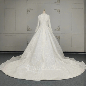 Vestidos de Novia Musulmanes Civiles ANY42 de Manga Larga con Cordones, Apliques de Cristal y Pedrería, Largos hasta el Suelo - Product Image 2