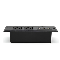 Multiprise de bureau noire encastrable avec 2 prises CA pour mobilier de bureau et table