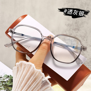 Monture de lunettes de myopie transparente grise punk pour femmes, ultra-légère, TR90, verres imprimés, monture complète ovale, vente en gros B2166L - Product Image 2