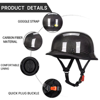 Casque Moto Rétro Demi-Coque en Fibre de Carbone 3K Mat 12K Brillant Forgé DOT