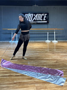 Drapeaux de danse du ventre amusants avec bâtons télescopiques, ailes, voile double couche argenté rose, costume - Product Image 2