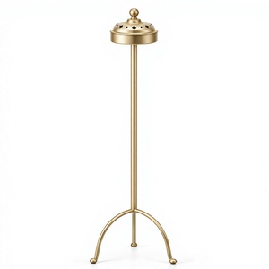 Brûleur à Bakhoor de Luxe sur Pied en Fer, Support Trépied, Encens Oud Arabe Aromatique, Finition Moderne Or, Argent, Noir - Product Image 1