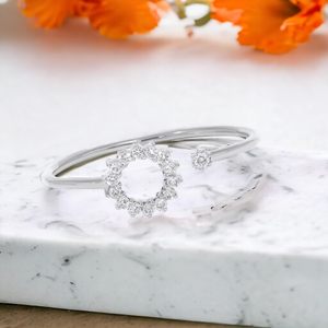 KEEVA JEWELS-Anillo abierto clásico para mujer, 0.20Ct, Diamante cultivado en laboratorio, chapado en oro amarillo, plata, tamaño 5, hecho en metal - Product Image 2