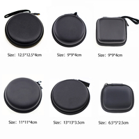 Petite pochette pour écouteurs en cuir PU, ondulée, personnalisée, rigide et ronde, avec fil de transport, Eva