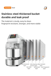 Mélangeur à spirale électrique à double vitesse automatique, <span class=keywords><strong>bol</strong></span> en acier inoxydable de 40 L, haute efficacité, pour boulangerie commerciale - Product Image 4