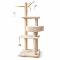 En gros, Grand Lit pour animaux multi-niveaux, Arbre à chat avec griffoirs en sisal, paniers surélevés et jouets à suspendre pour souris