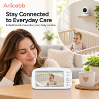Moniteur vidéo pour bébé Anicebb 5 pouces, unité parentale 5000 mAh, 2,4 GHz FHSS, sans Wi-Fi, vision nocturne locale pour les soins familiaux