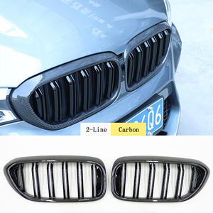 Grill Bumper Depan G30 F90 Grill G30 Serat Karbon 2-baris Grill Mobil untuk Bmw G30 F90 520i 530i 535i 540i <span class=keywords><strong>M</strong></span> Sport 2018-2020 - Product Image 2