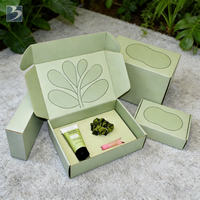 Boîte en carton ondulé E Flute vert sauge personnalisée pour outils de maquillage, ensemble de nettoyants pour le visage, emballage cosmétique, boîte pliante pour expédition