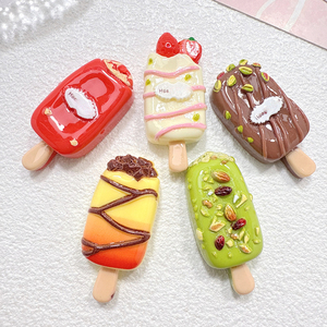 Abalorios de resina con forma de paleta de helado de varios sabores - Adornos de paleta de helado de fresa/<span class=keywords><strong>pistacho</strong></span>/chocolate para manualidades, fundas de teléfono y pinzas para <span class=keywords><strong>el</strong></span> pelo - Product Image 1