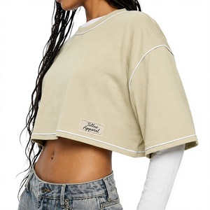 Women's Short Tees Crop <b>Tops</b> Casual wear Cotton made Women's T shirts in All Styles & Colors Women's Crop <b>Top</b> T-Shirt - Product Image 1