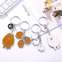 Llavero Decorativo de Coche Americano, Perro Mascota, Colgante de Metal de Pomerania, Pequeño Regalo de Marca Moderna