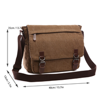 Sac à bandoulière pour ordinateur portable de style vintage pour homme ZUOLUNDUO en cuir et toile avec décoration de lettres