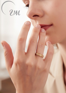 แหวนแต่งงานเพชรทรงเบเซลชุบทอง 18K/เงินแท้ 925 จาก UM Jewelry ขายส่งสำหรับงานหมั้น งานครบรอบ และงานปาร์ตี้ - Product Image 5