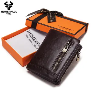 HUMERPAUL 2020 Man Wallet Wholesale Dropship Rfid Genuine Cow Leather Wallet Leisure Minimalist Three Fold Wallets Leather Men