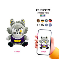 Peluche personnalisée OEM ODM, personnage de dessin animé démon, jouet en peluche avec cornes et cape, en coton, peluches douces personnalisées, unisexe, pour fêtes, certifiées CE