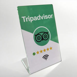 Support de table transparent en acrylique PVC avec code QR personnalisé, <span class=keywords><strong>carte</strong></span> de médias sociaux, <span class=keywords><strong>carte</strong></span> d'avis Tripadvisor, NFC 424, <span class=keywords><strong>carte</strong></span> d'avis Google NFC - Product Image 1