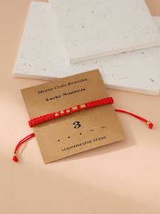 Songfu, nuevo estilo, cuerda trenzada de nailon, cuentas de acero inoxidable con números de código Morse, nudo plano, pulseras tejidas hechas a mano para parejas - Product Image 6