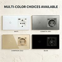 Enchufe de Pared con Carga Rápida PD de 20 W, Panel de Vidrio Tipo 157, Interruptor Táctil con Puerto USB Tipo C, Tomacorriente para el Hogar y la Oficina