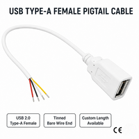 Câble USB en cuivre étamé sur mesure, directement de l'usine, avec connecteur à extrémité nue en PVC pour ordinateur, automobile et appareils électroménagers