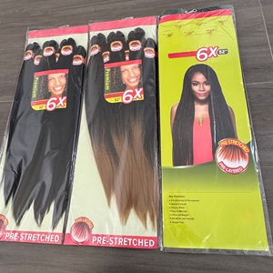 Cheveux synthétiques africains en fibre, 52 pouces, 420g, texture Yaki 6X, pré-étirés pour tresses, fixation à l'eau chaude, toucher léger et doux – Vente chaude - Product Image 2