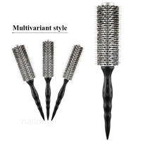 Nouvelle Brosse à Boucler Originale en Bois de Hêtre avec Picots en Nylon et Poils de Sanglier, pour Tous Types de Cheveux, Brosse Naturelle, Mini Rouleau Nano-Ionique pour Chignon, pour Femmes