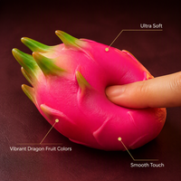 Lot de 4 balles anti-stress souple Dragon Fruit ultra-douces à écailles réalistes rose et vert, personnalisables OEM ODM pour décoration de bureau