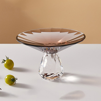 K9 Kristallen Fruitplateau Ronde Glazen Fruit Schaal met Voet Handgemaakte Schaal op Pootjes Snoep Schaal voor Woonkamer Keuken Huisdecoratie