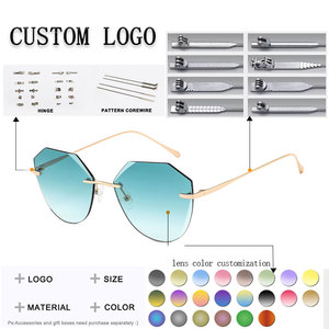 Gafas de Sol Ovaladas Azules con Degradado Sin Montura, Cómodas, con Logotipo Personalizado, Unisex, Ligeras, Protección Solar para Adultos - Product Image 2