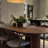 MORE DESIGN Table à manger en bois moderne et simple de style nordique pour 4 à 6 personnes, pour la maison, la cuisine, le restaurant