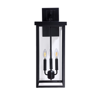 Applique murale LED moderne et minimaliste en acier inoxydable noir avec verre, style classique à 3 ampoules bougie, pour jardin et patio