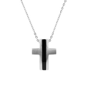 <span class=keywords><strong>Collana</strong></span> con Ciondolo a Croce in Acciaio al Titanio Stile Europeo-Americano, in Acciaio Inossidabile 316 con Processo di Lavorazione a Filo Liscio - Product Image 1
