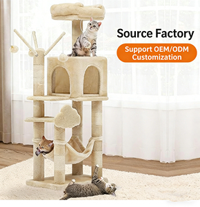 Arbre à <span class=keywords><strong>chat</strong></span> intégré avec maison et étagère, plateforme de saut pour <span class=keywords><strong>chat</strong></span> à 4 niveaux en corde de sisal, emballé en carton, mobilier pour la maison pour les grands chats - Product Image 2