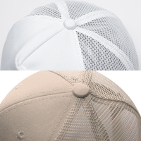 Sombrero personalizado de red de malla liso en blanco bordado con 6 paneles de gancho y bucle de verano para hombre, gorra de camionero