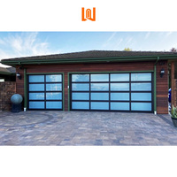 Porte de garage sectionnelle moderne 10x8 en aluminium, design électrique à enroulement, finition en acier inoxydable noir, prévention incendie, extérieur