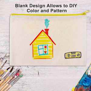 Custom Diy Blank <b>Paint</b> Coin Recyclable Machine Washable Women's Beige <b>Canvas</b> Cosmetic Bag With Zipper - Product Image 6