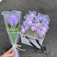 Bunga Tulip Chenille Stem Buatan Tangan Grosir, Hadiah Persahabatan untuk Pacar