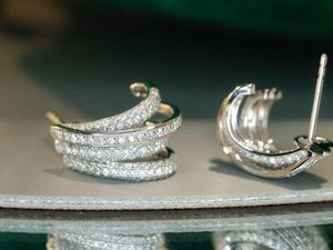 Pendientes de Diamantes de Oro de 18k de Lujo Xinfly, Juego de Joyería para Novia, Regalo de Boda, Hipoalergénicos, Duraderos para Piel Sensible - Product Image 3