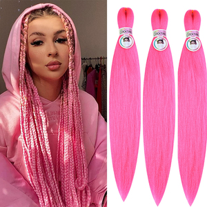 Capelli per <span class=keywords><strong>trecce</strong></span> pre-stirati Falang 1 in fibra <span class=keywords><strong>rosa</strong></span>, diversi tipi di texture Yaki, facili da intrecciare - Product Image 1