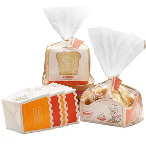 Customized Bakery Bags OPP Bag With Paper Bottom Gusseted Carry Printed Clear Plastic Bread Packing For Biscuits Cookie