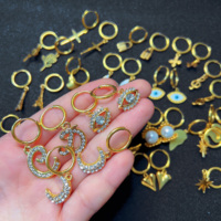 Clous d'oreilles à charnière en acier inoxydable pour femme, croix religieuse, Piercing de noël, serpent, cœur, étoile, Huggie