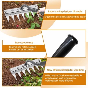 Rastrillo Agrícola de 5/6/7/8 Dientes, Herramienta para Remover Maleza y Aflojar la Tierra, Rastrillo Multifuncional de Metal para Jardín, Herramientas de Jardinería - Product Image 4