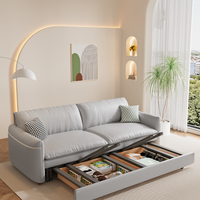 Nordischer Stil Luxus-Schlafsofa-Set Modulares Ausziehbares Schlafsofa Hochdichter Flanell Elastisch Faltbares Dreisitzer-Schlafsofa
