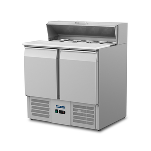 VNTKITCHEN VNT-US900 <span class=keywords><strong>Banco</strong></span> Refrigerato in Acciaio <span class=keywords><strong>Inox</strong></span> da 900mm per Insalate e Preparazione Pizza con Piano di Lavoro Refrigerato - Product Image 1