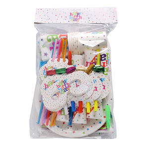 Vajilla de papel desechable con tema de <span class=keywords><strong>feliz</strong></span> <span class=keywords><strong>cumpleaños</strong></span> para niños, incluye tazas, platos, cuchillo, tenedor, decoraciones - Product Image 5